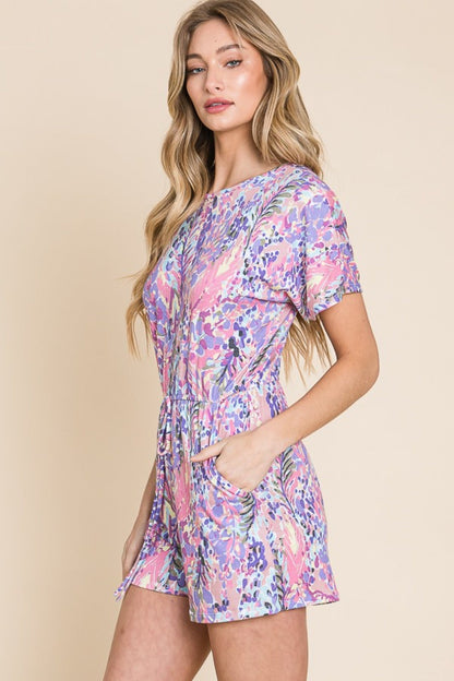 Printed Short Sleeve Romper
