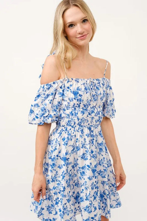 Off-Shoulder Bubble Sleeve Dress