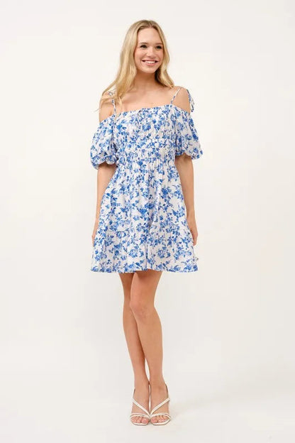 Off-Shoulder Bubble Sleeve Dress