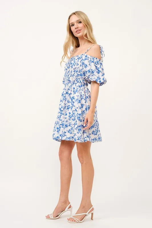 Off-Shoulder Bubble Sleeve Dress