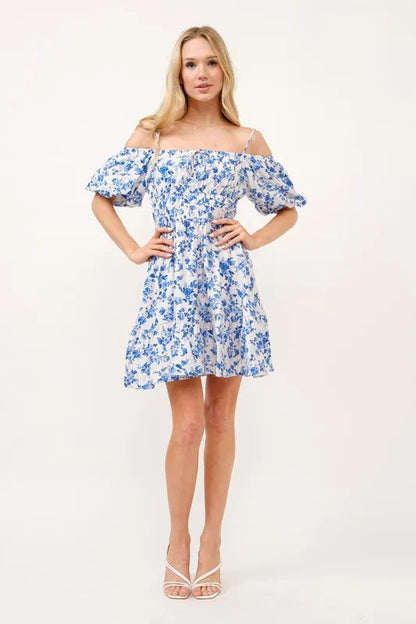 Off-Shoulder Bubble Sleeve Dress