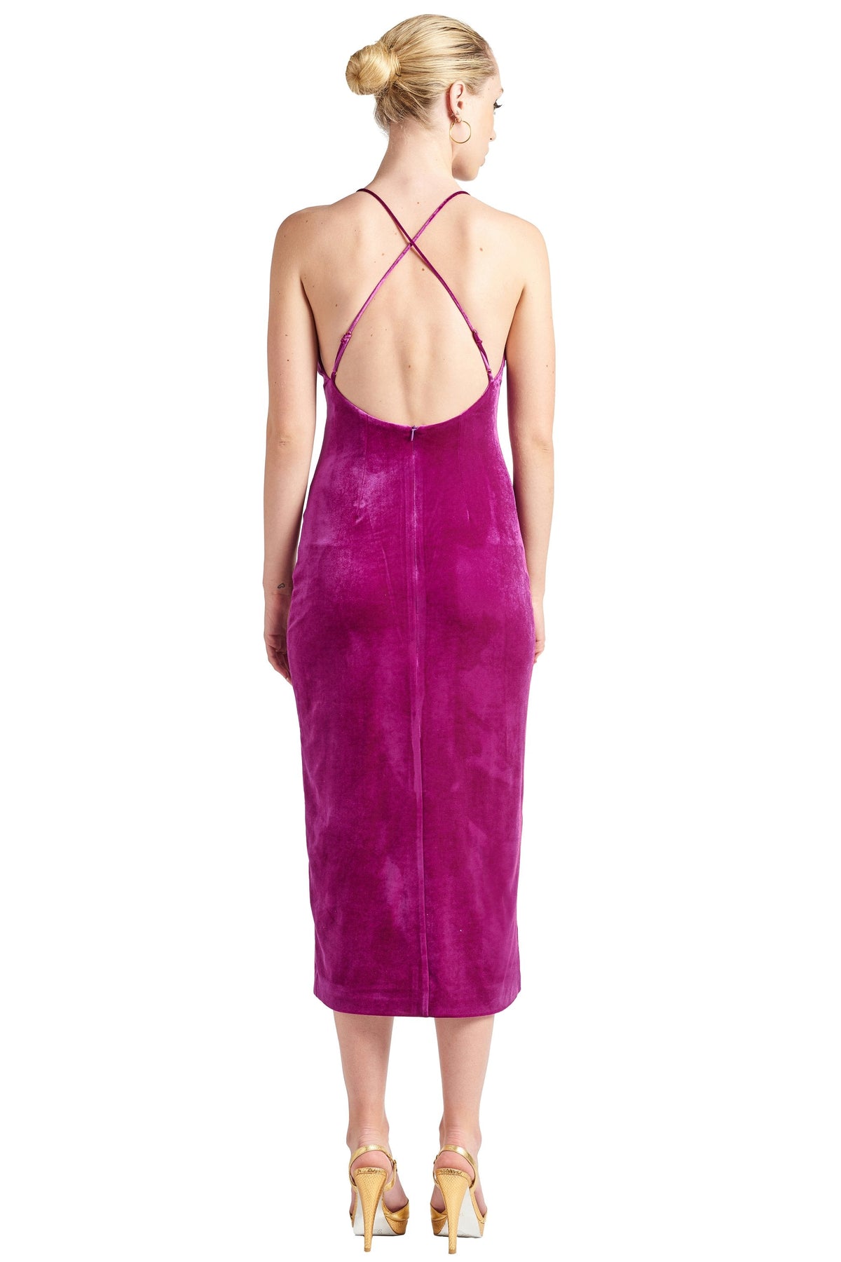 Elle Magenta Velvet Slip Dress