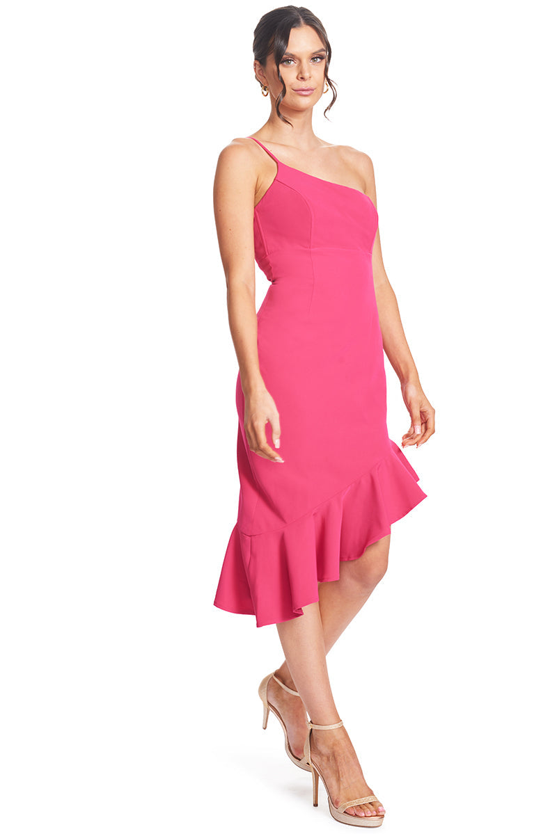 Rufflin' Round Ruffle Hem Midi Dress