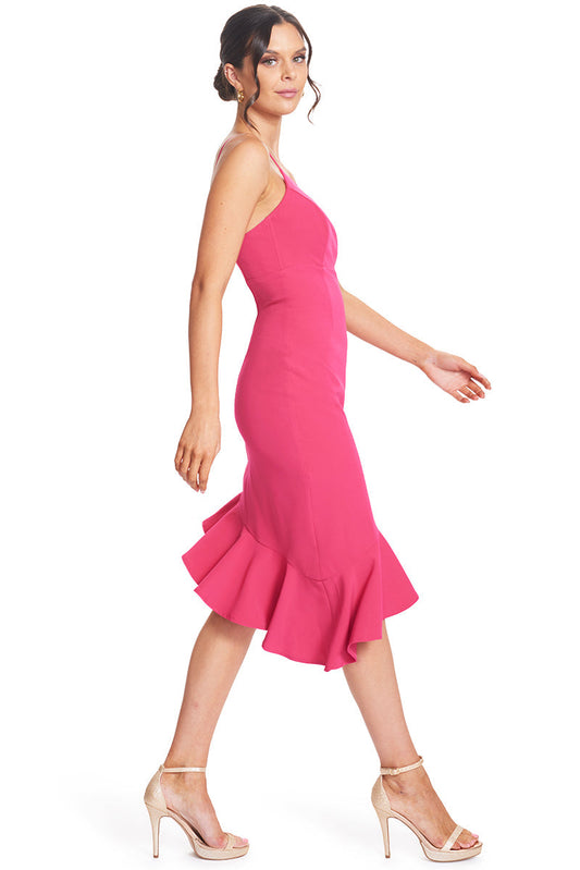 Rufflin' Round Ruffle Hem Midi Dress