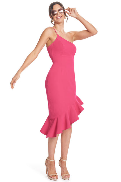 Rufflin' Round Ruffle Hem Midi Dress