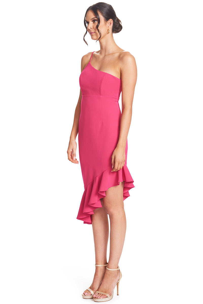 Rufflin' Round Ruffle Hem Midi Dress