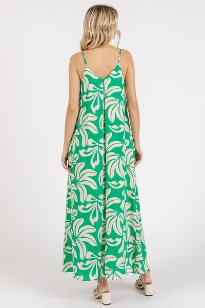 Printed V-Neck Maxi Cami Dress