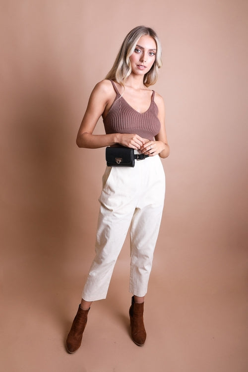 Faux Leather Belt Bag with Chain