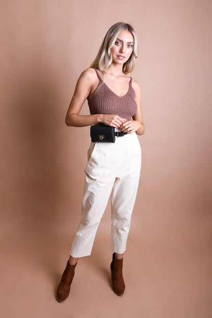Faux Leather Belt Bag with Chain