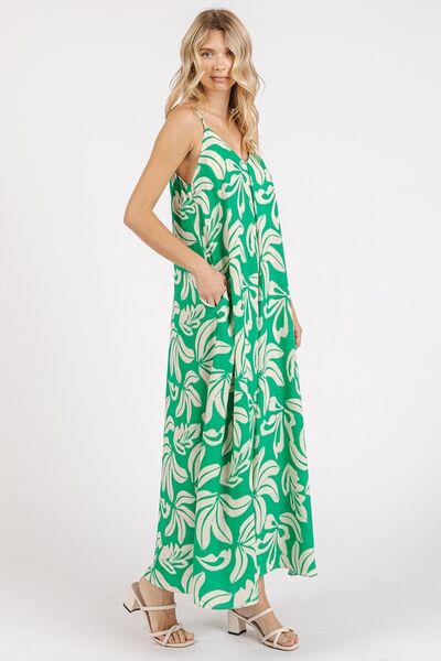 Printed V-Neck Maxi Cami Dress