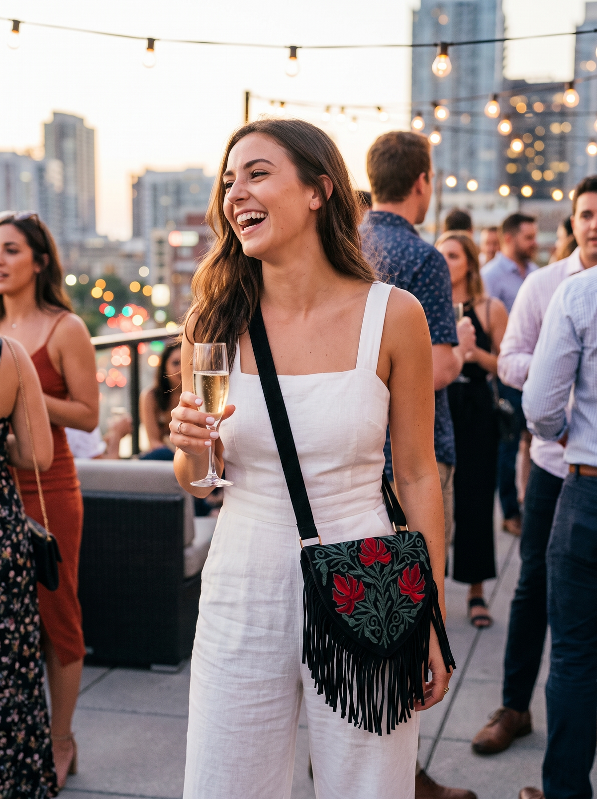 Embroidered Suede Heart Crossbody Bag lifestyle 3