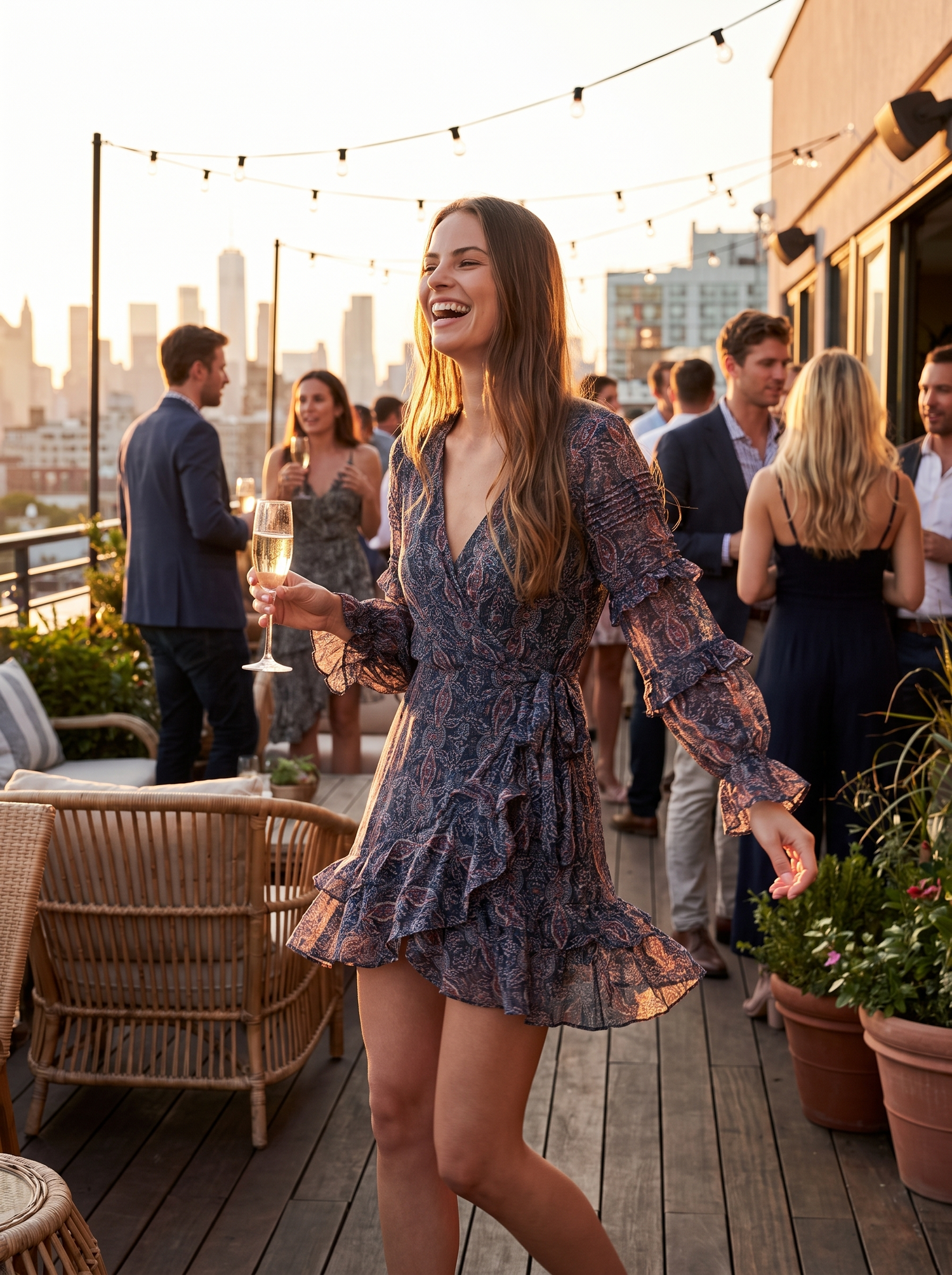Kenzie Ruffled Wrap Mini Dress lifestyle 2
