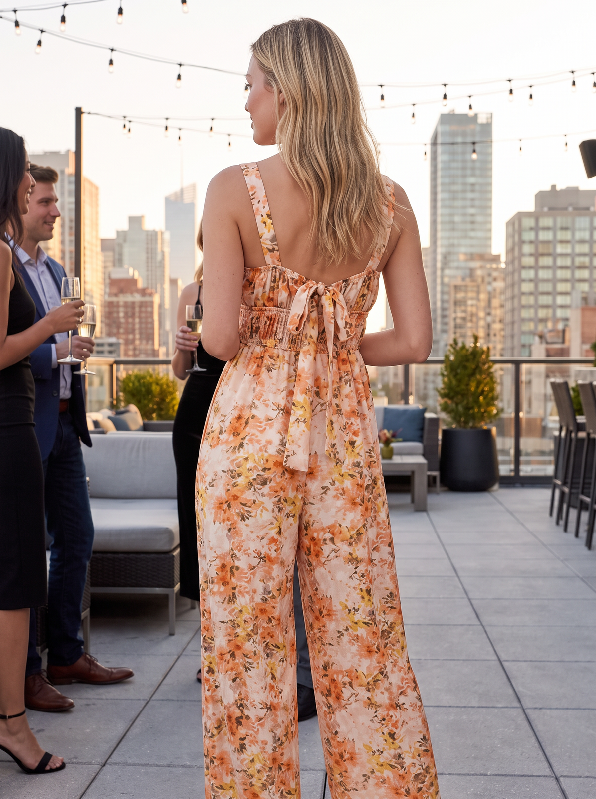 Flower Print Sleeveless Jumpsuit lifestyle 2