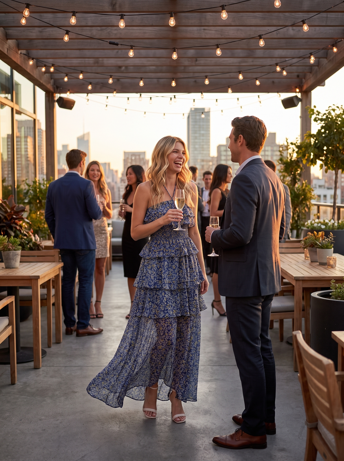 Ruffled Floral Halter Maxi Dress lifestyle 1