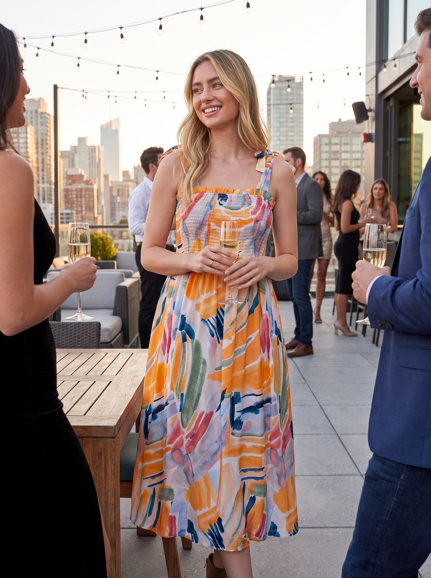 Shoulder Tie Smocked Ruffle Maxi Dress lifestyle 2