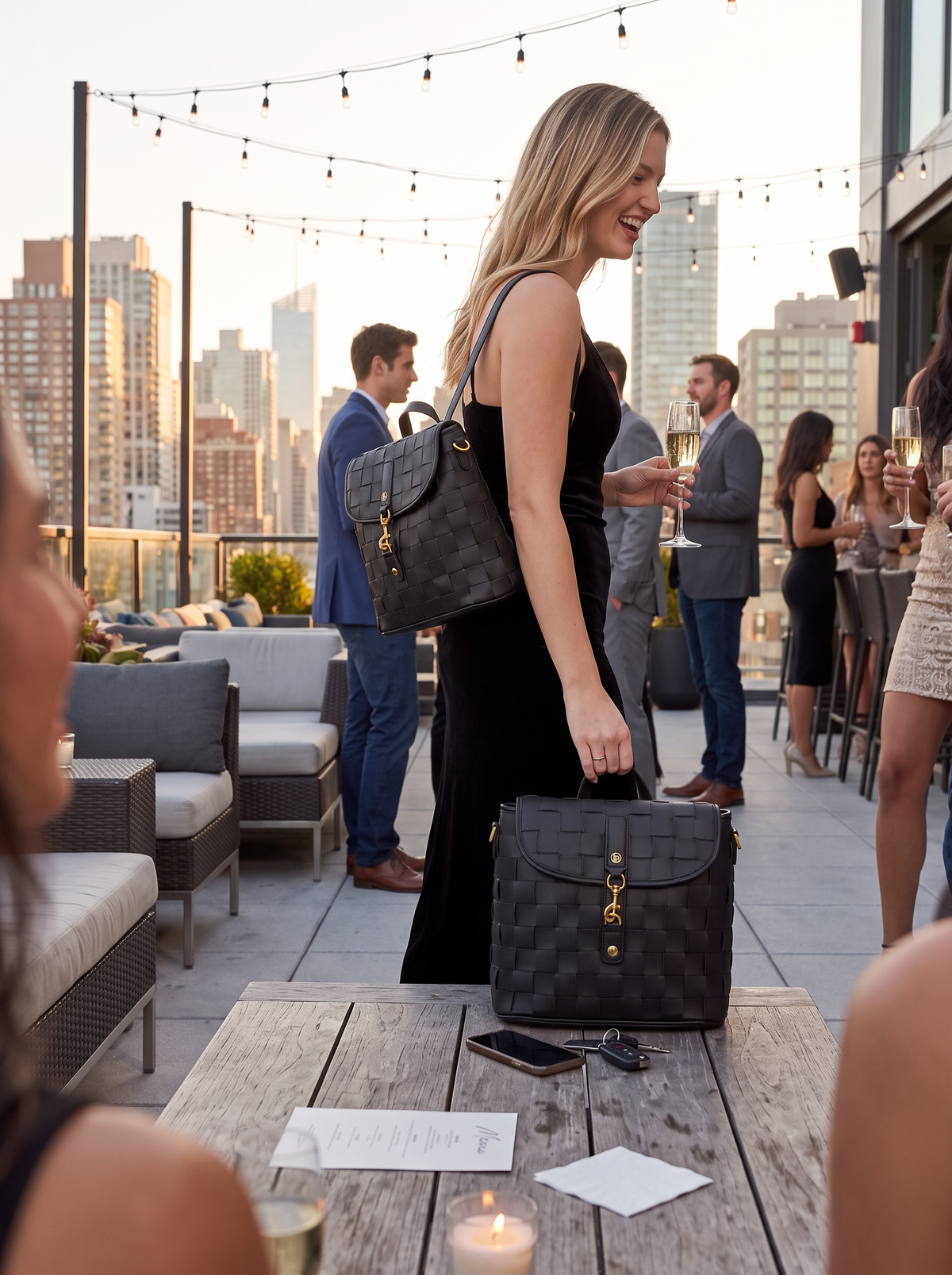 Rosie Black Vegan Mini Backpack lifestyle 3