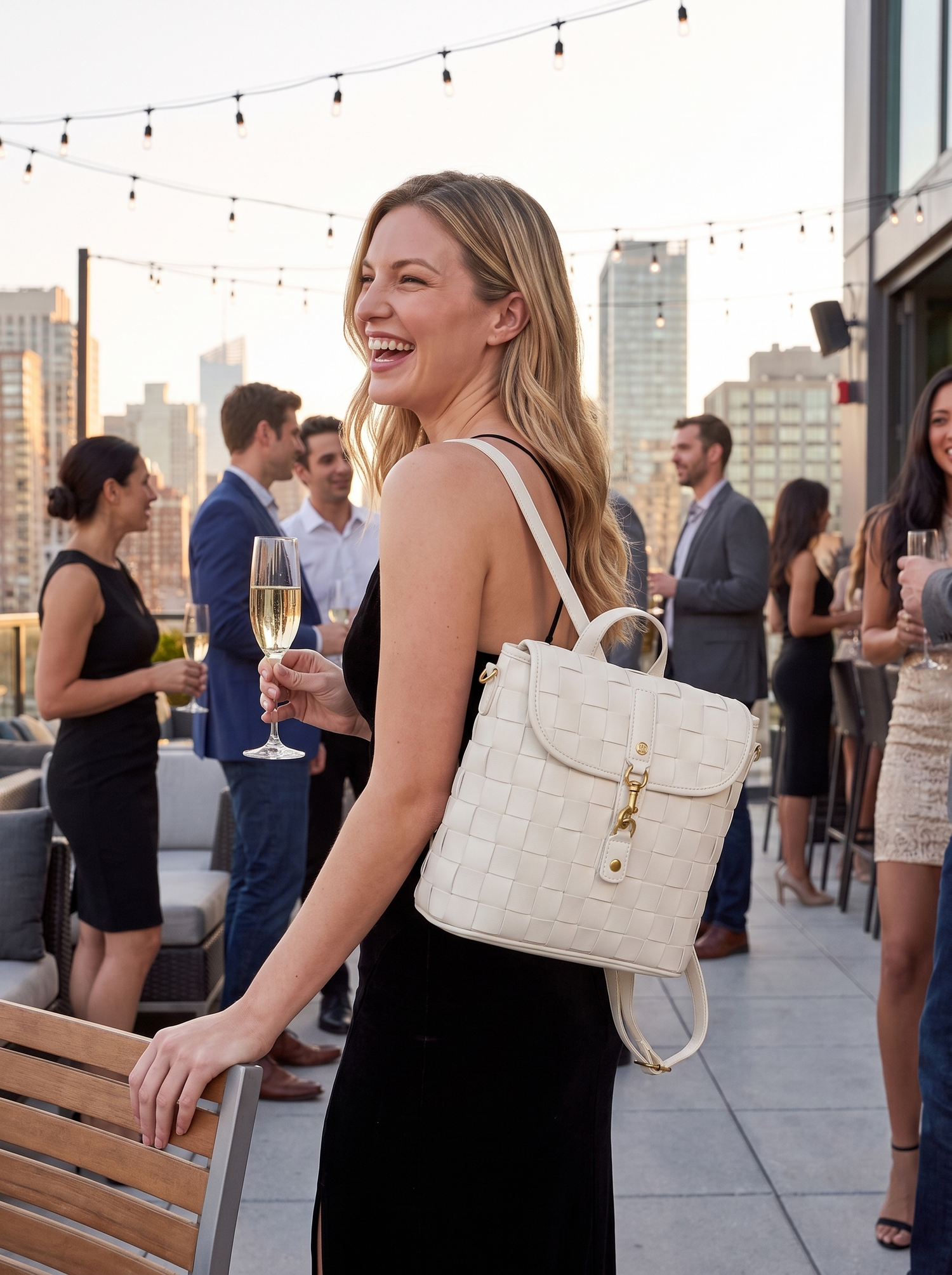 Rosie White Vegan Mini Backpack lifestyle 2