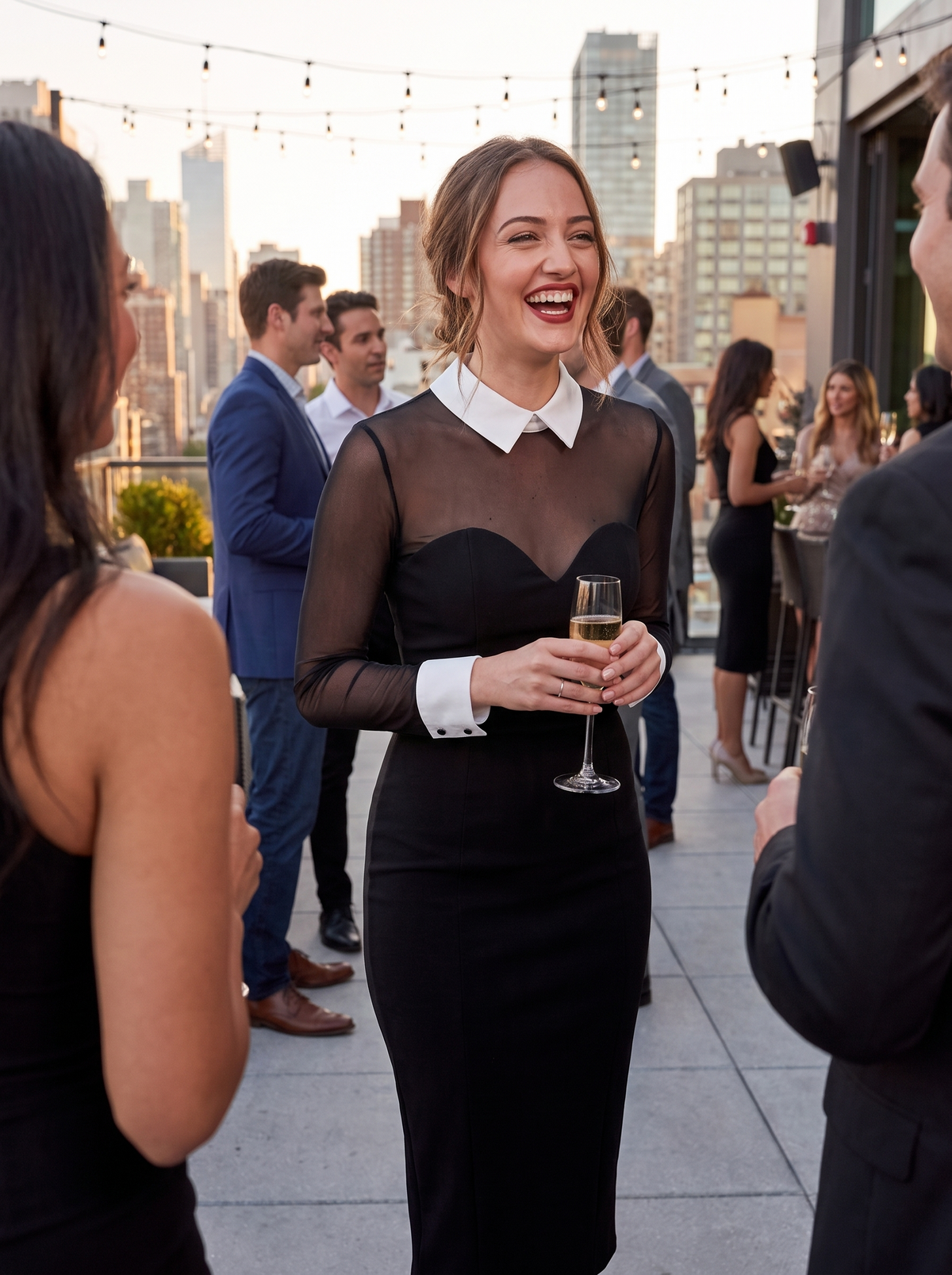 Tuxedo Illusion Sheath Midi Dress lifestyle 2
