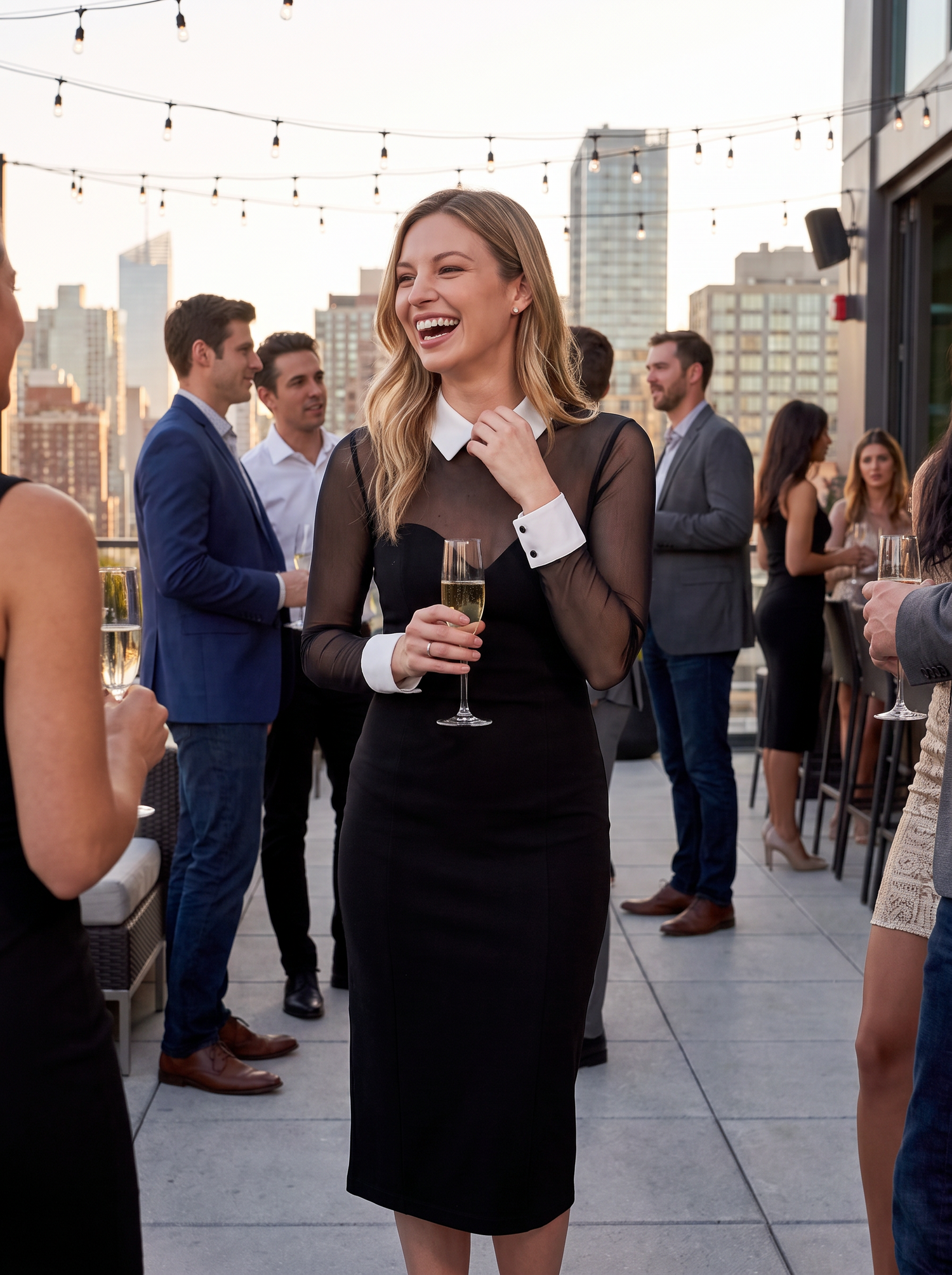 Tuxedo Illusion Sheath Midi Dress lifestyle 3