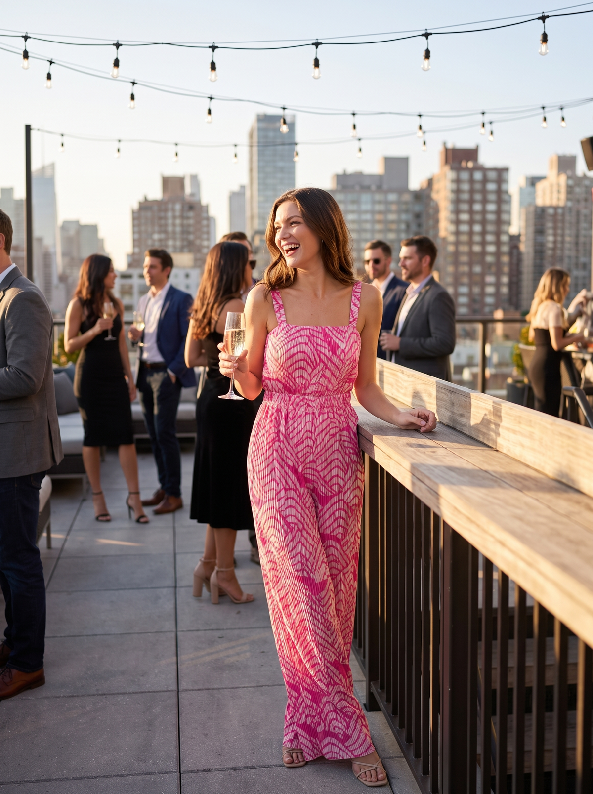 Printed Pleated Wide Leg Jumpsuit lifestyle 2