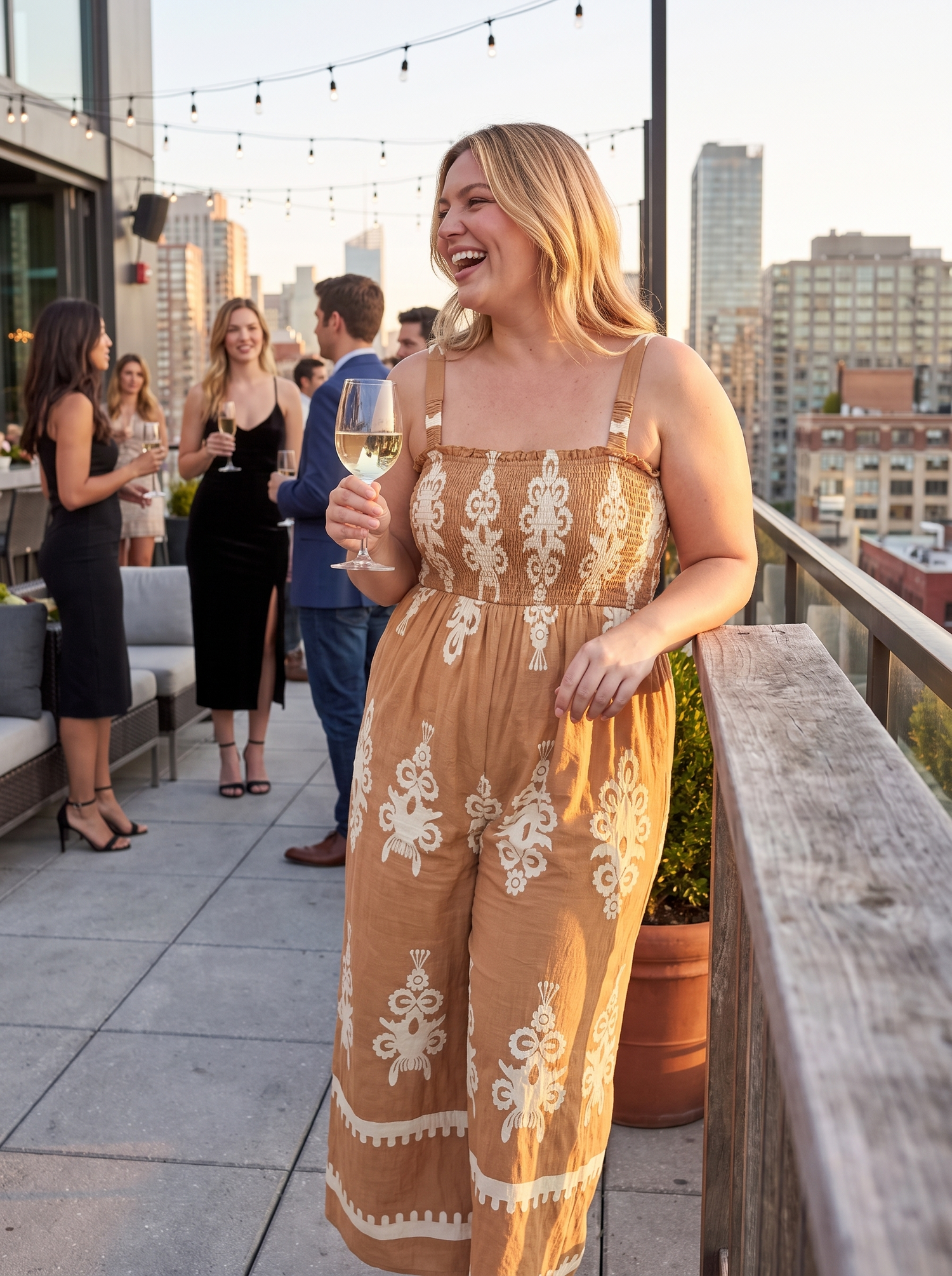 Smocked Printed Wide Leg Jumpsuit lifestyle 3