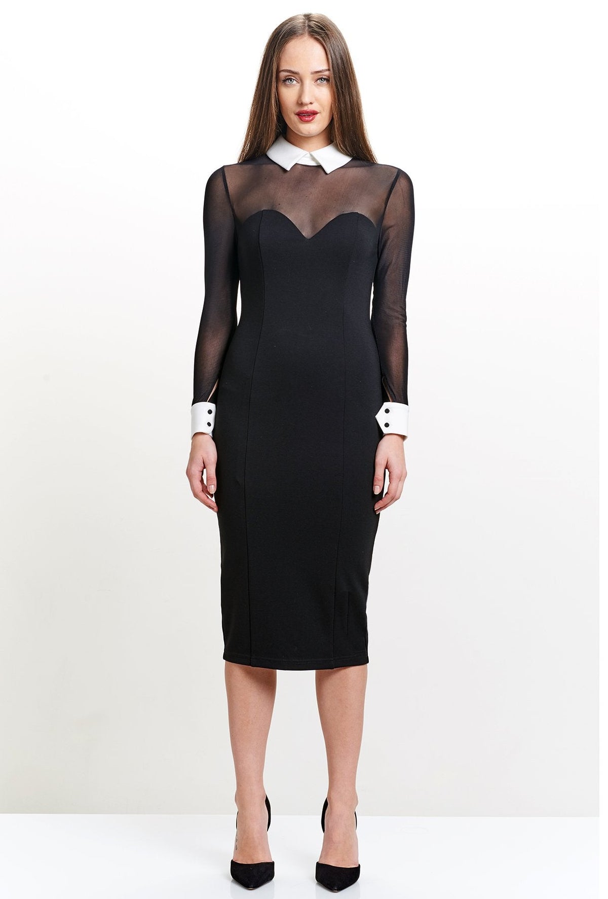 Tuxedo Illusion Sheath Midi Dress