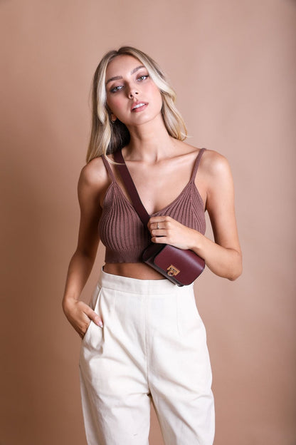 Faux Leather Belt Bag with Chain