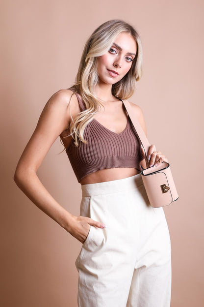 Faux Leather Belt Bag with Chain